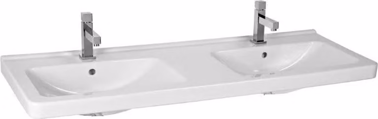 Jika Cubito - Lavabo doppio 1300x485 mm, con 2 fori per rubinetteria, Jika Perla, bianco H8144201001041