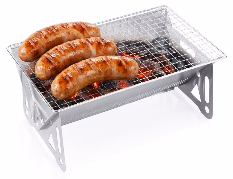 Vilde | Barbecue da campeggio richiudibile - 28x18x12 cm - Mini griglia a carbonella per zaino