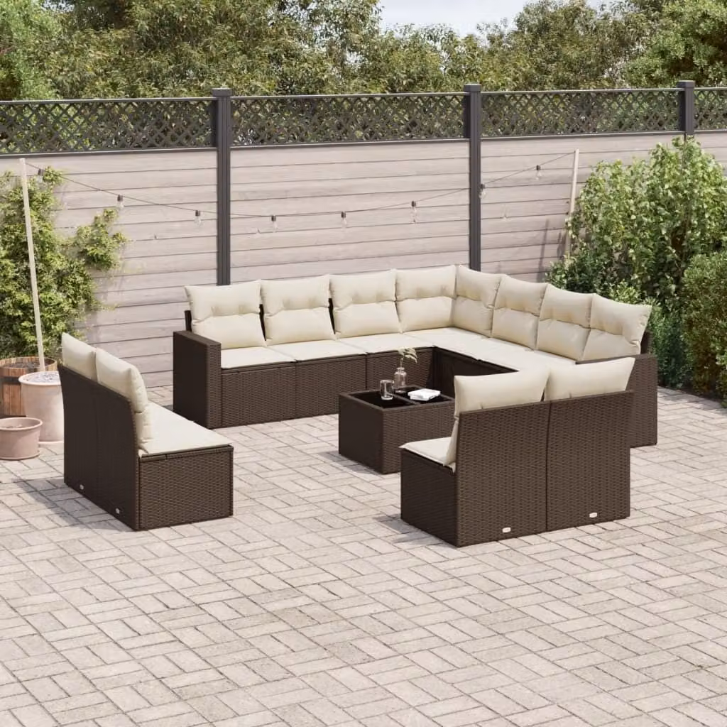 Maison Exclusive - Set Divani da Giardino 12 pz con Cuscini Marrone in Polyrattan