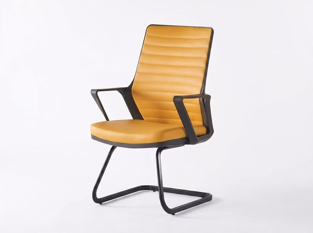 Sedia per conferenze, colore arancione, struttura in metallo robusta, design moderno e minimalista