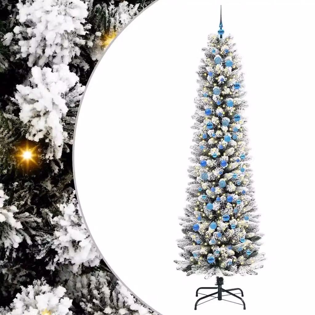 Albero di Natale artificiale moderno vidaXL bianco con luci LED, Altezza: 240 cm – 2