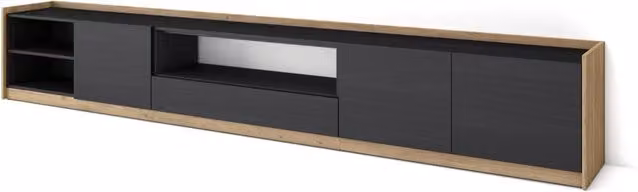 Mobile TV Soggiorno, 310x50x37 cm, Per TV fino a 80", Mobile Soggiorno, Nero e rovere