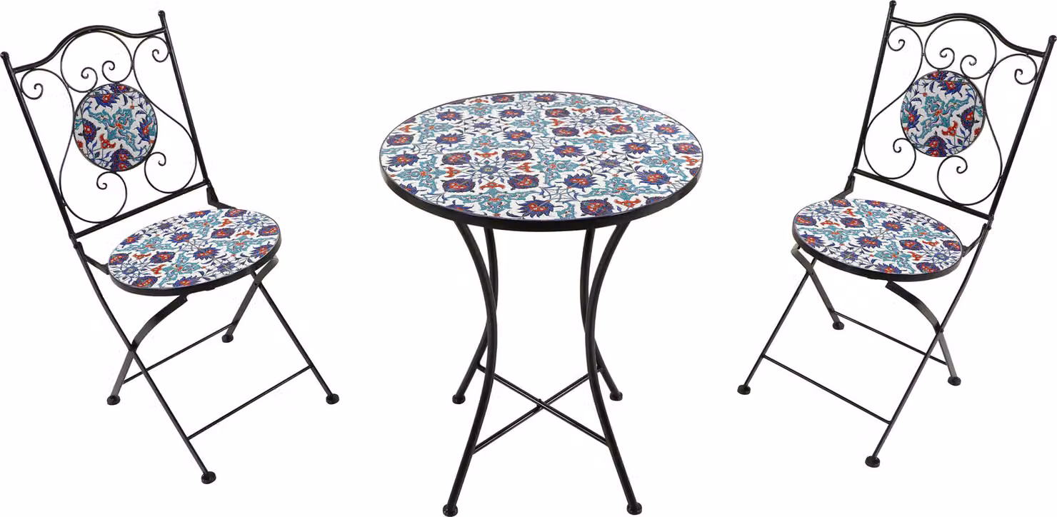 AXI Amélie Set Bistrot da Balcone, 2 Sedie 1 Tavolo, Set Bistrò Veranda, Bleu Vif - Set Bistro da Giardino, Tavolo Bistro a Mosaico per Giardino/Balcone/Terrazza