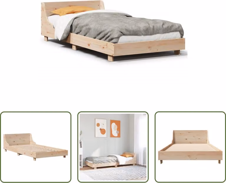 The Living Store Letto in legno massiccio senza materasso 90x190 cm in legno di pino