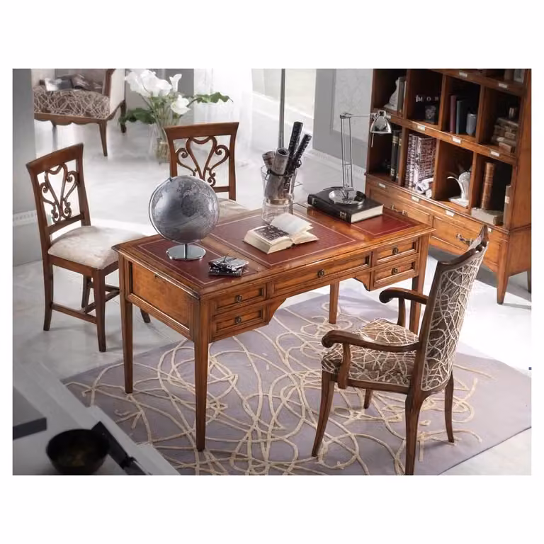 Scrivania classica Elite in legno di faggio con 5 cassetti e 2 tiretti Mobili 2G L/P/H: 142 x 70 x 78 cm