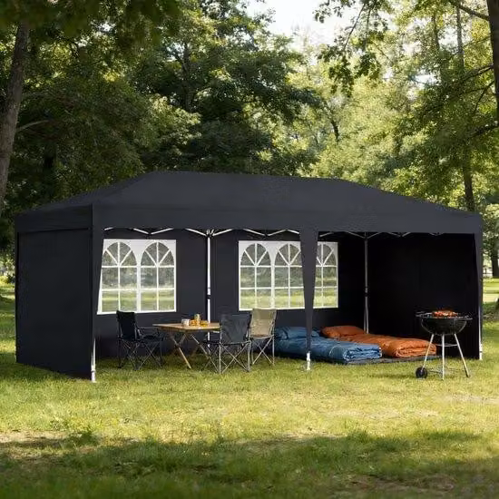 Pergola 3x6 metri - Tenda da festa con pareti laterali - Gazebo pieghevole con protezione UV - Per giardino e feste - Grigio scuro
