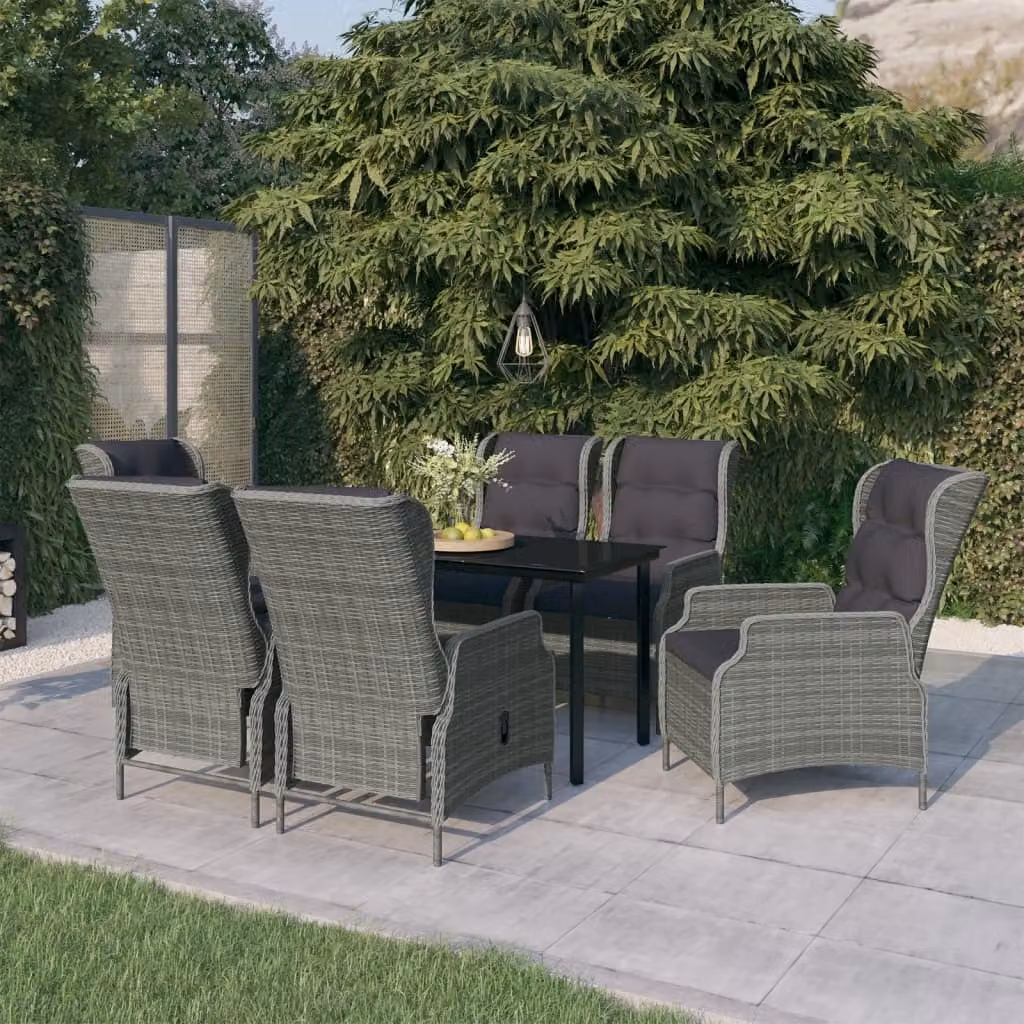 The Living Store 7 pezzi. Set da pranzo da giardino grigio chiaro