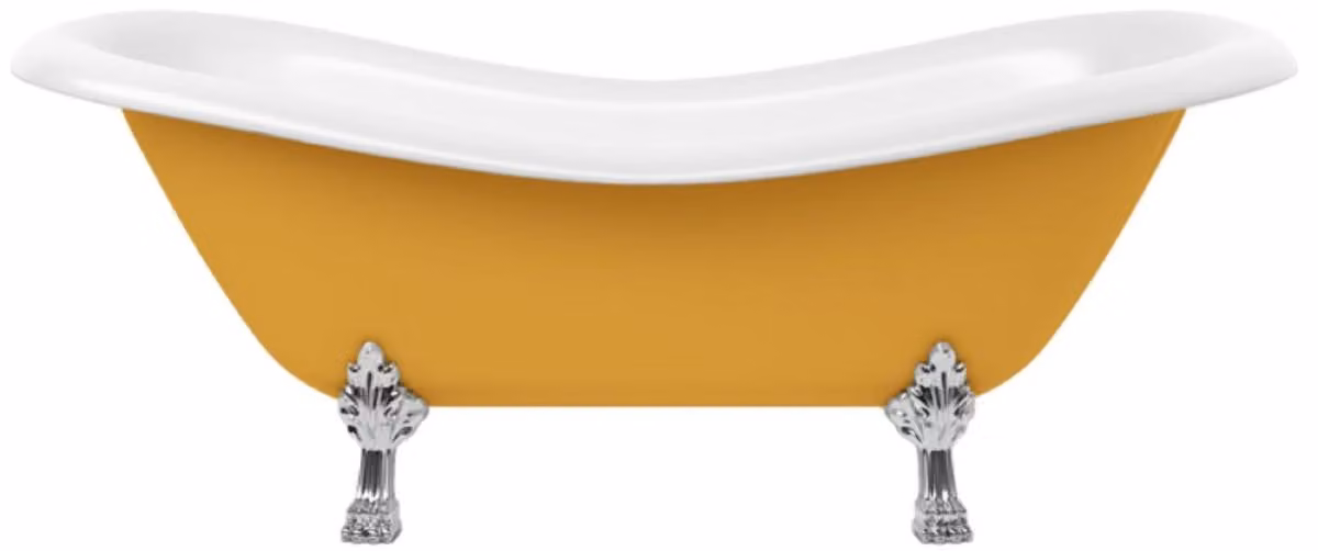 Casa Padrino Vasca da bagno liberty giallo / bianco / argento 188 cm - Vasca da bagno freestanding in stile retrò