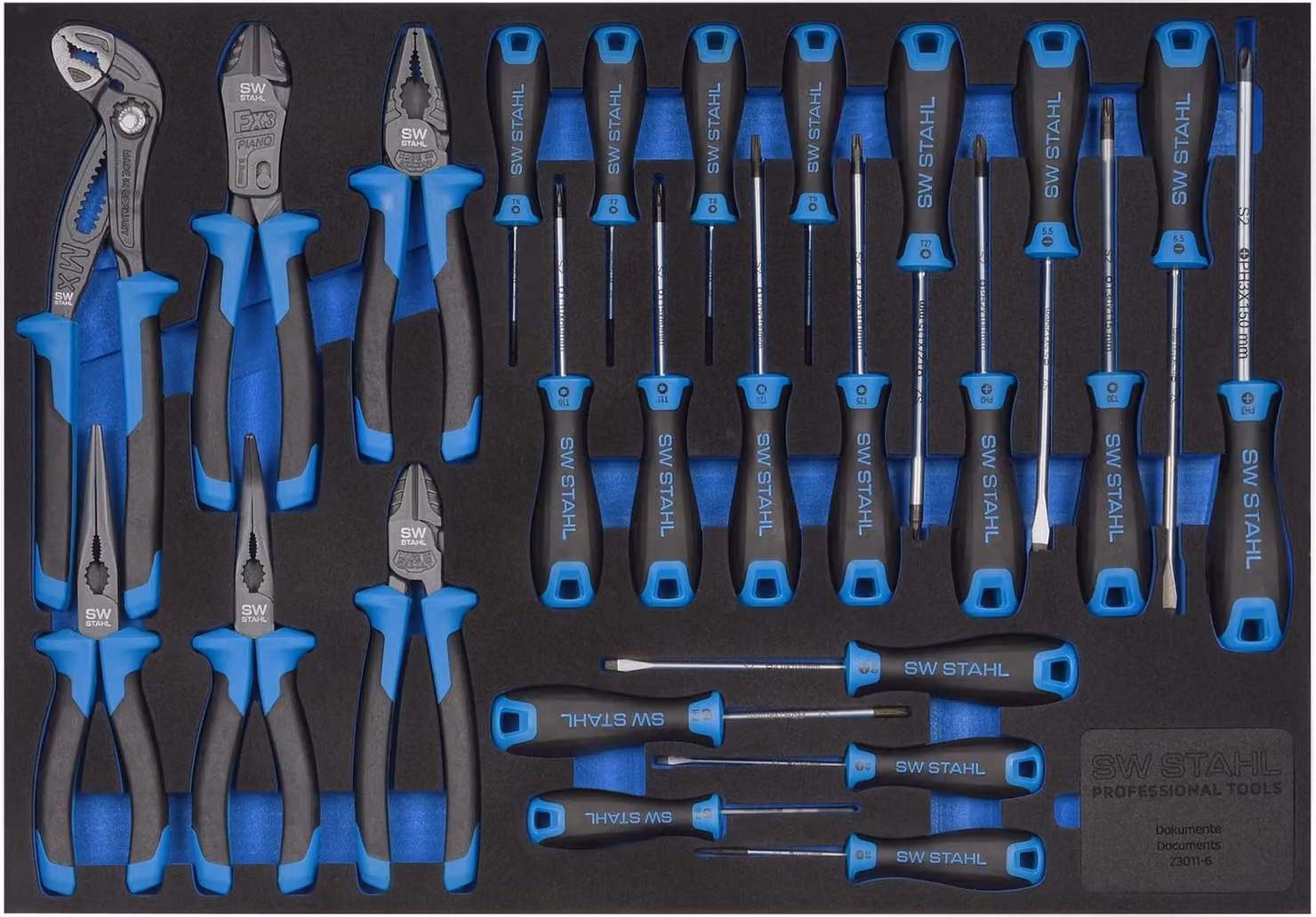 SW-Stahl assortimento di carrelli per officina, cacciaviti e pinze, 25 pezzi Z3011-6