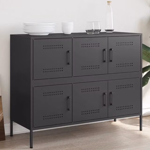 Credenza Nera 100,5x39x79 cm in Acciaio 843096