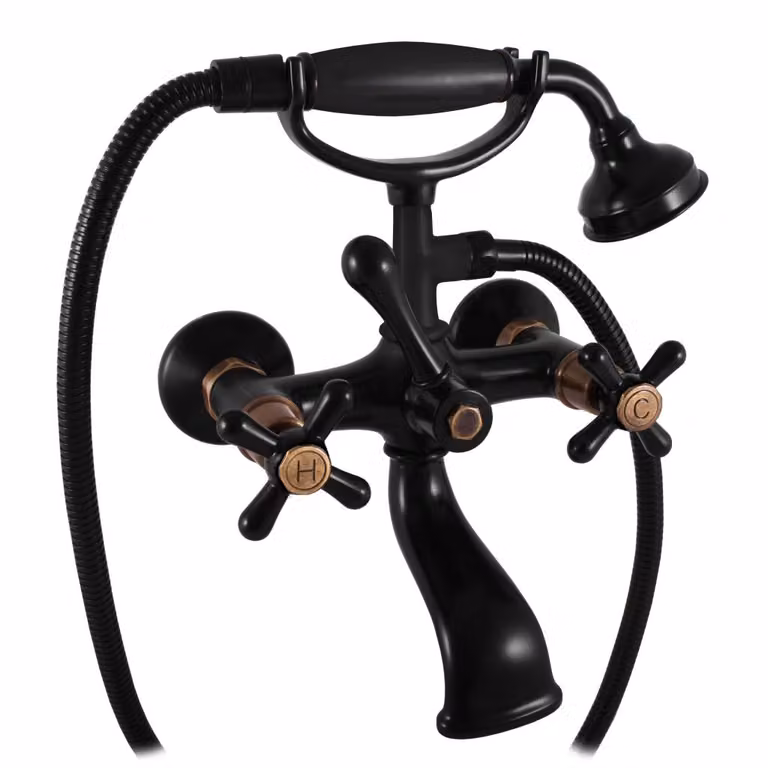 Slezák-RAV Miscelatore per bagno Slezák RAV Morava Retro MK159.5/2CMATSM nero/ottone vecchio Colore: nero opaco/ottone vecchio, Dimensioni: 150 mm