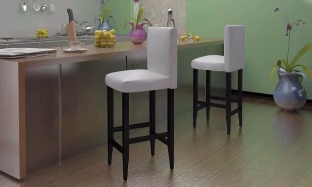 Set di 4 sgabelli da bar vidaXL in similpelle bianca con struttura in legno e metallo