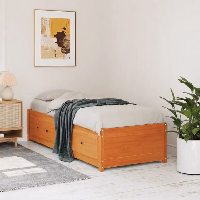 Dormeuse in legno di pino massiccio vidaXL color marrone cera con cassetti stile rustico L/P/H: 190 x 90 x 95,5 cm – 1