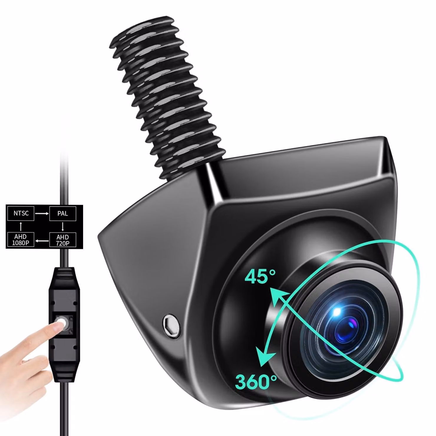 Telecamera per retromarcia auto - Girevole - 170 gradi - Visione notturna - IP69K - AHD 1080p