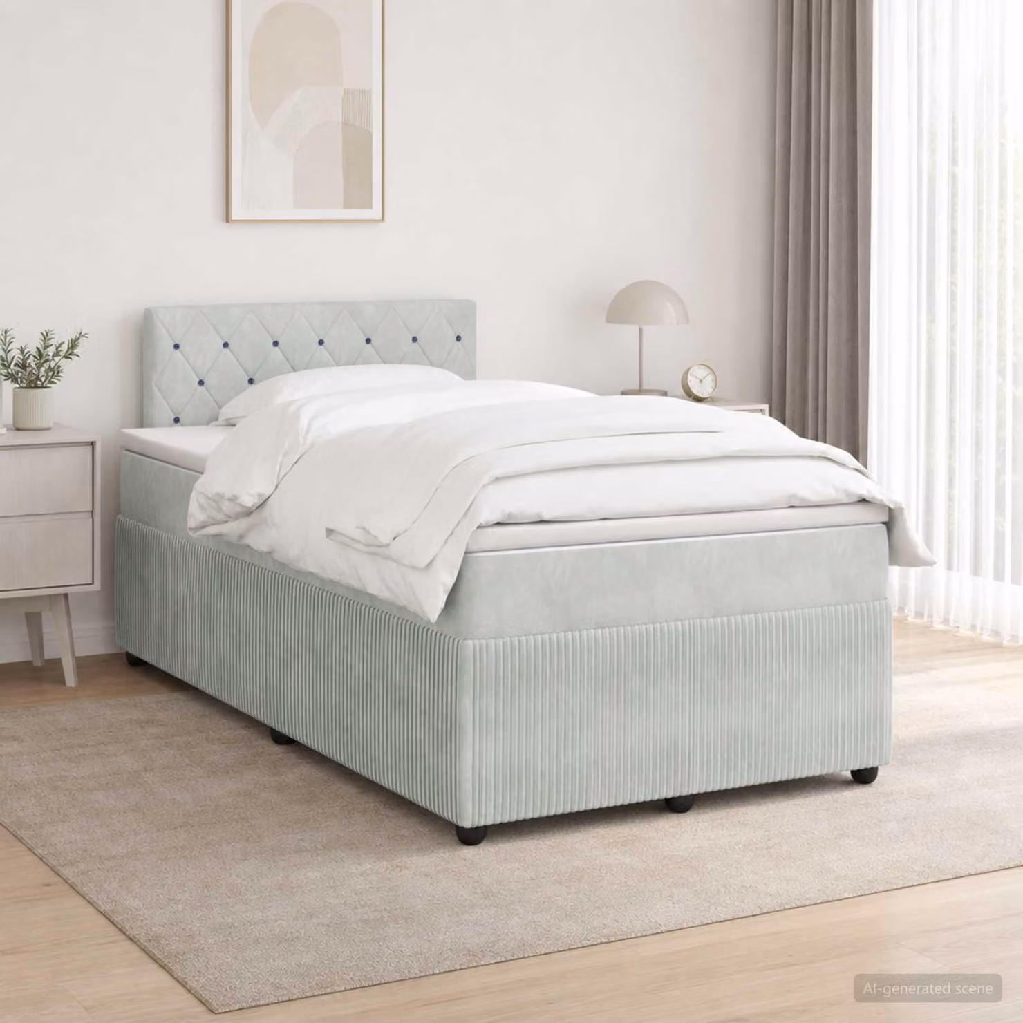 Maison Exclusive - Letto boxspring con materasso grigio chiaro 120 x 200 cm in velluto