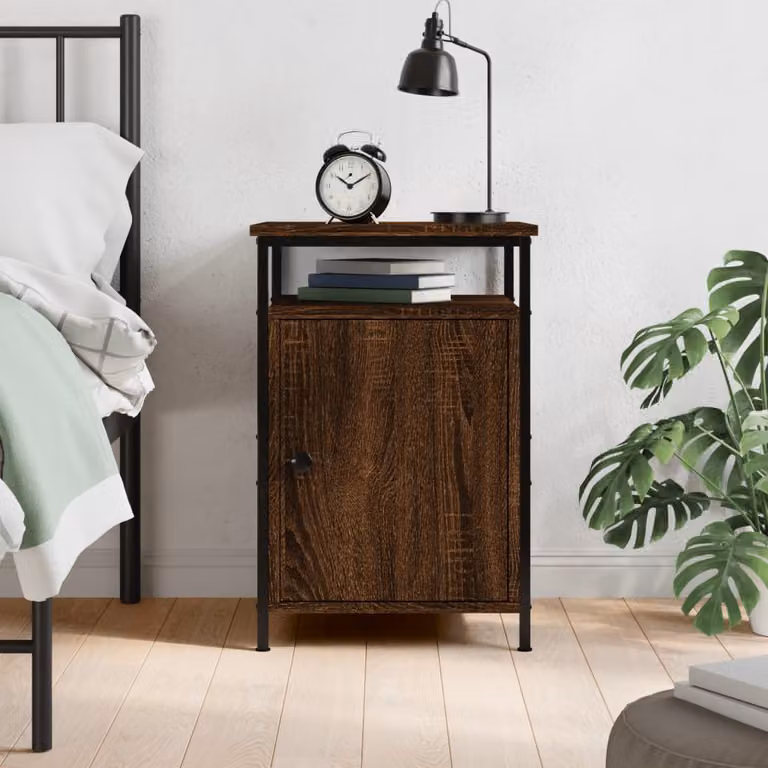 Comodino moderno vidaXL in legno multistrato color rovere marrone L: 40 cm, P: 42 cm, H: 60 cm
