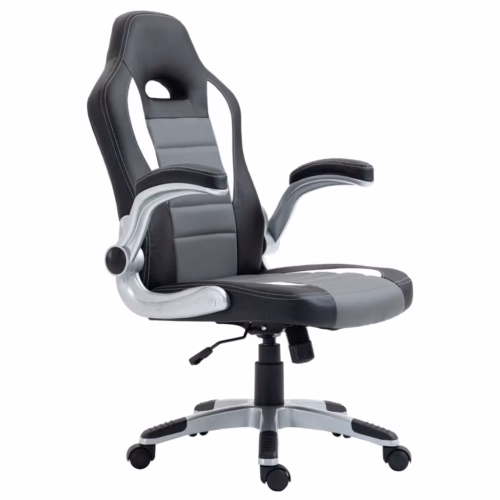 Sedia da Ufficio Minimal Grigia con Braccioli e Ruote, Regolabile e Girevole, L: 65 cm, P: 69 cm, H: 112-122 cm – 2