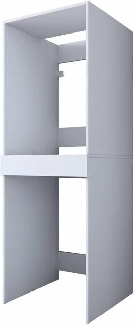 Mobile a parete moderno Hanah Home in legno bianco opaco con illuminazione LED e cassetti, L: 66 cm, P: 65 cm, H: 189 cm