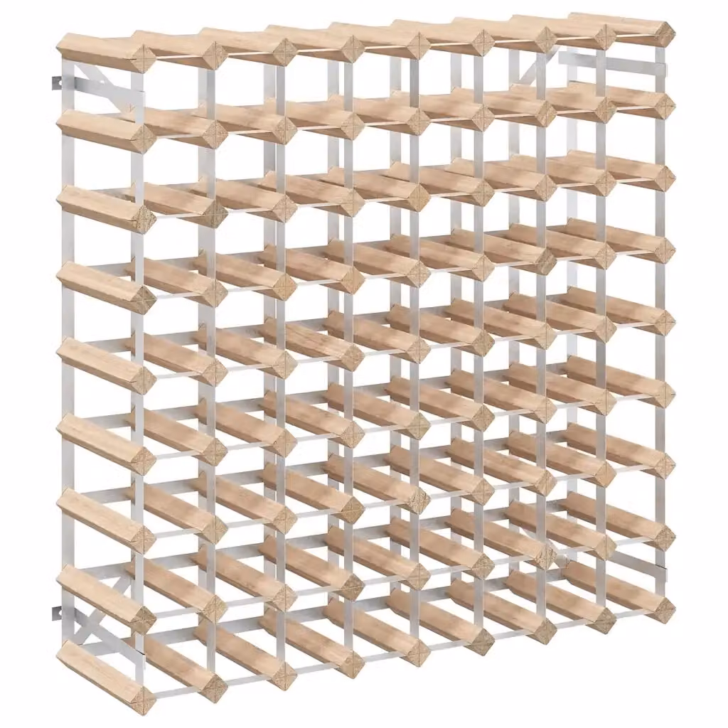 vidaXL Portavini da 72 Bottiglie in Legno di Pino e Metallo, Stile Rustico, Marrone e Beige – 2
