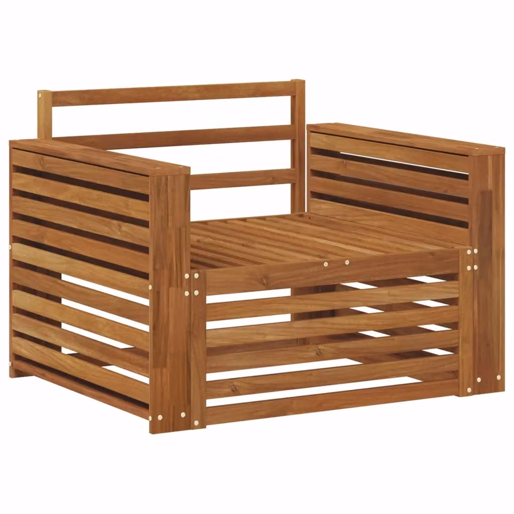 Set di 2 Divani da Esterno Moderni in Legno di Acacia Marrone per Giardino e Terrazzo – 2
