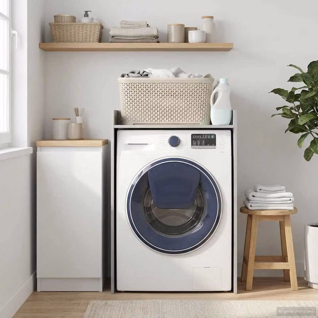 Mobiletto per lavatrice vidaXL in stile moderno, colore grigio, L: 67,5 cm, P: 48 cm, H: 97 cm