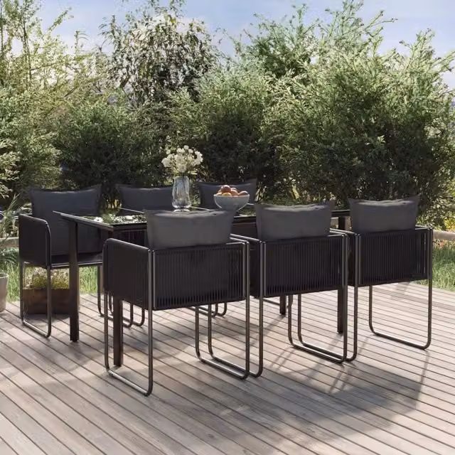 Set da Pranzo da Giardino 7 pz Nero 3156497