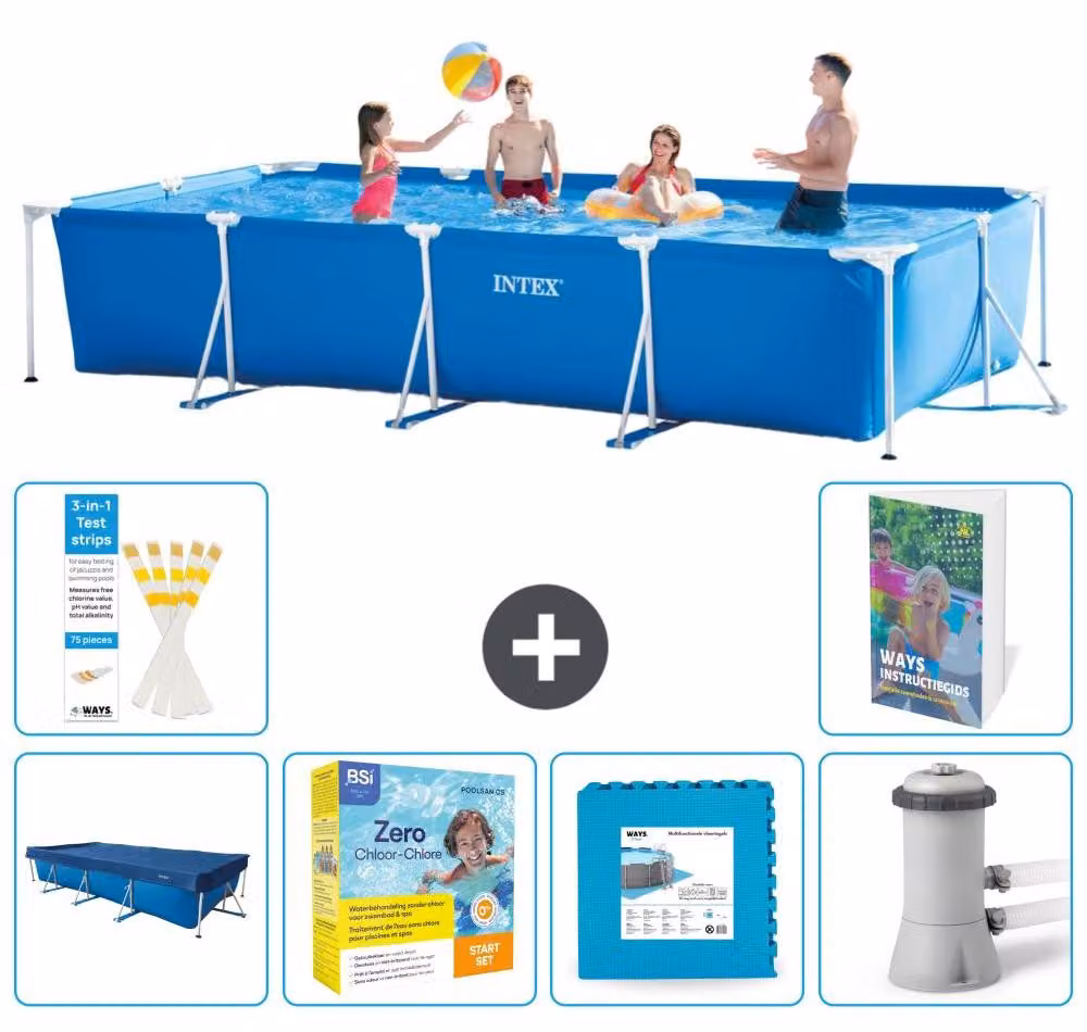 Piscina fuori terra rettangolare - 450x220x84 cm - composta da 5 elementi, modello S44