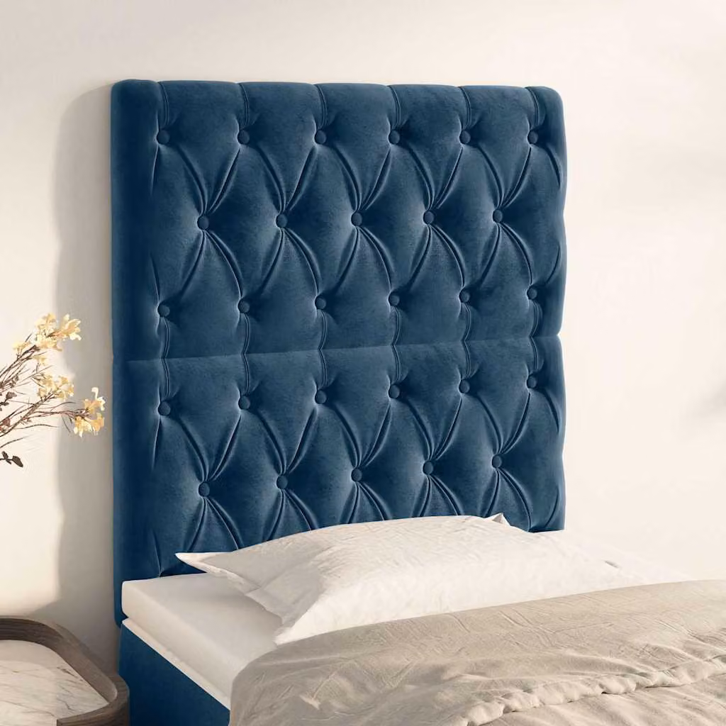 Testiera per letto vidaXL in velluto blu scuro con struttura in legno