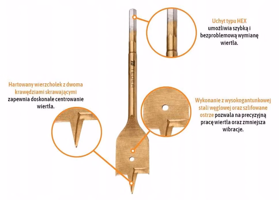 Trapano a tazza Teger per legno, 14x150 mm, di precisione