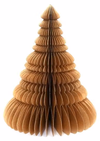 Albero di Natale in carta alveolare, color oro, altezza 45 cm. Prodotto con materiali naturali