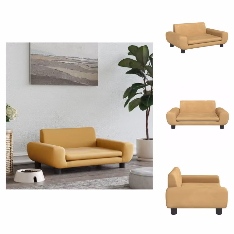 vidaXL Letto per cani marrone 70x45x33 cm in velluto - Letti per cani