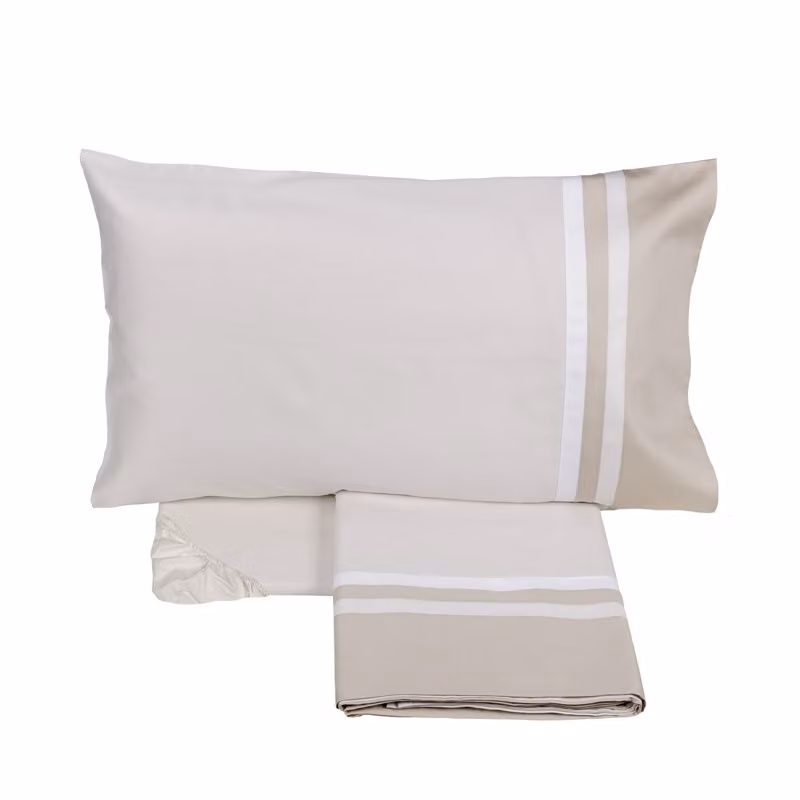 KUBRIC 60 Completo lenzuola - Taglia: 2 piazze,Colore: KUBRIC 60 - BIANCO SETA/TORRONE