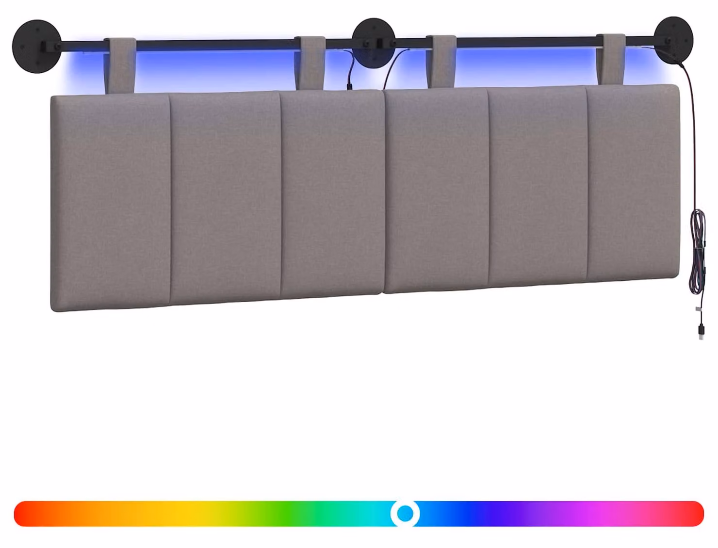 Testiera sospesa Con luce LED Tortora Tessuto