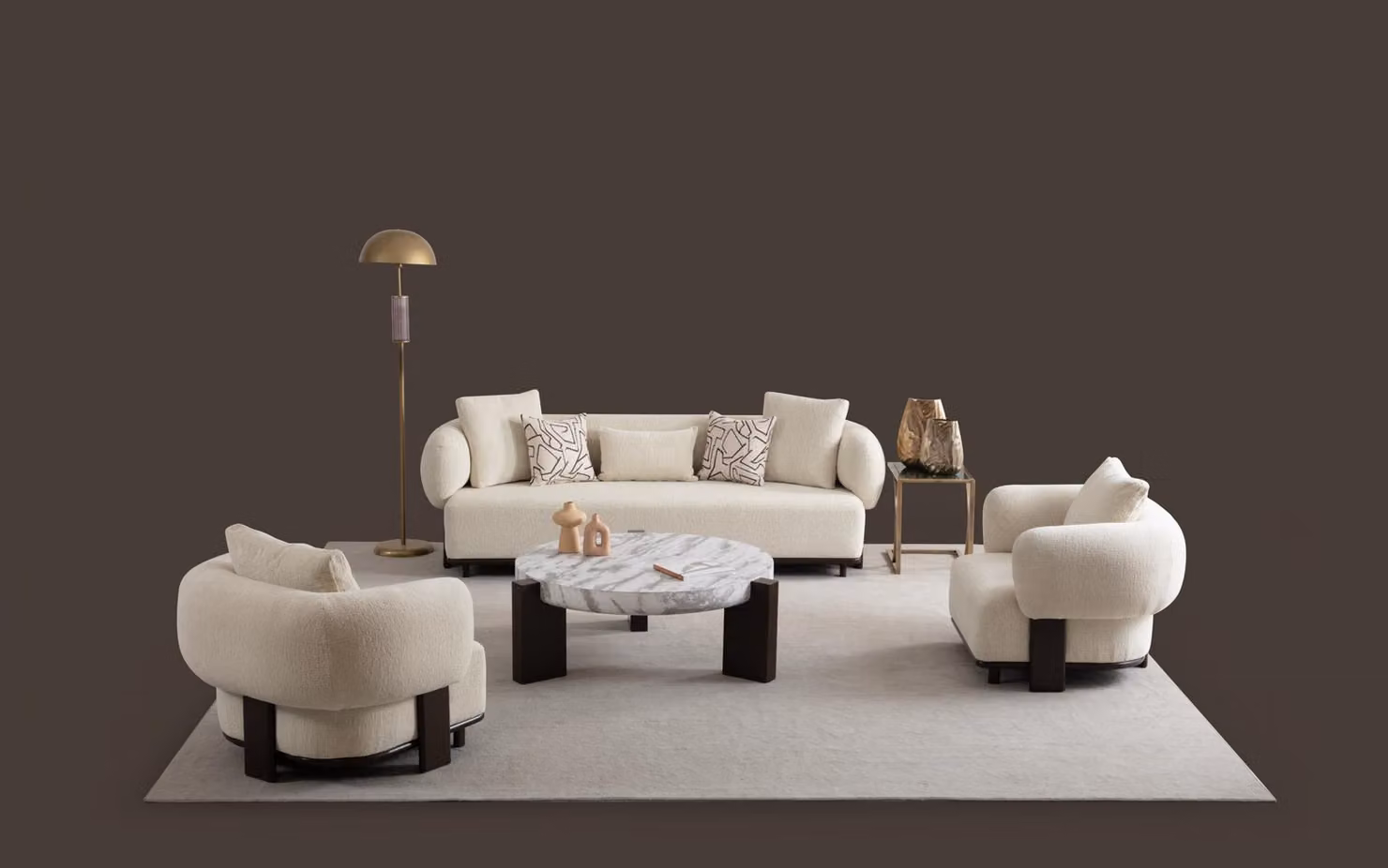 Sofa 2x Set 3 Sitzer Sessel Weiß Design Modernes Wohnzimmer Set Sofagarnitur