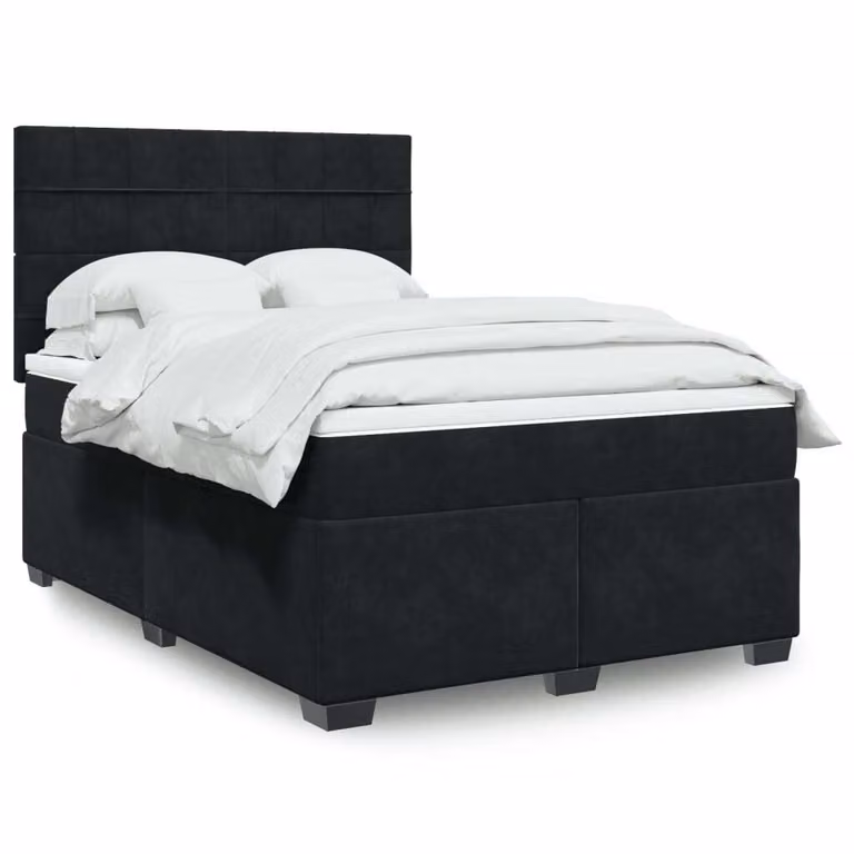 Maison Exclusive - Giroletto a Molle con Materasso Nero 160x200 cm in Velluto