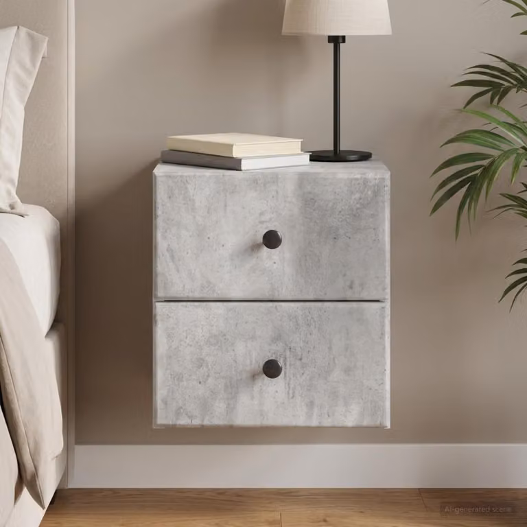 vidaXL Mobiletto da notte sospeso Grigio Cemento L 34,5 cm x P 33 cm x H 40 cm