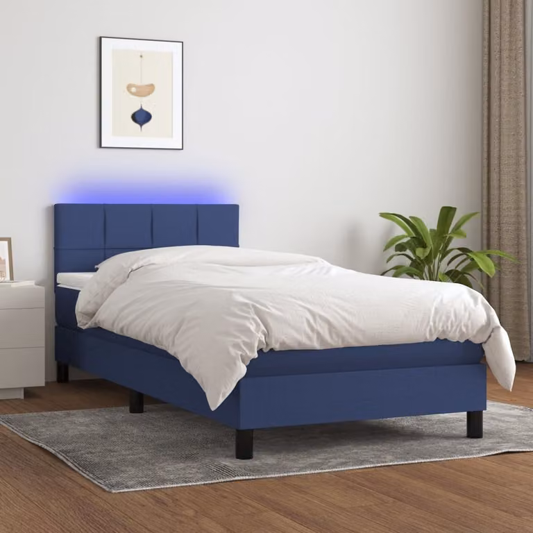 Maison Exclusive - Letto a Molle con Materasso e LED Blu 90x200 cm in Tessuto