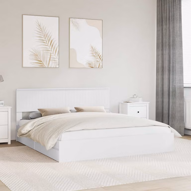 Letto con contenitore vidaXL in legno ingegnerizzato bianco, L 180 x P 200 cm