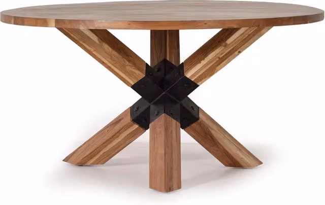 Tavolo da pranzo rotondo in legno di acacia e metallo marrone stile industrial Giner y Colomer Diametro: 120 cm – 1