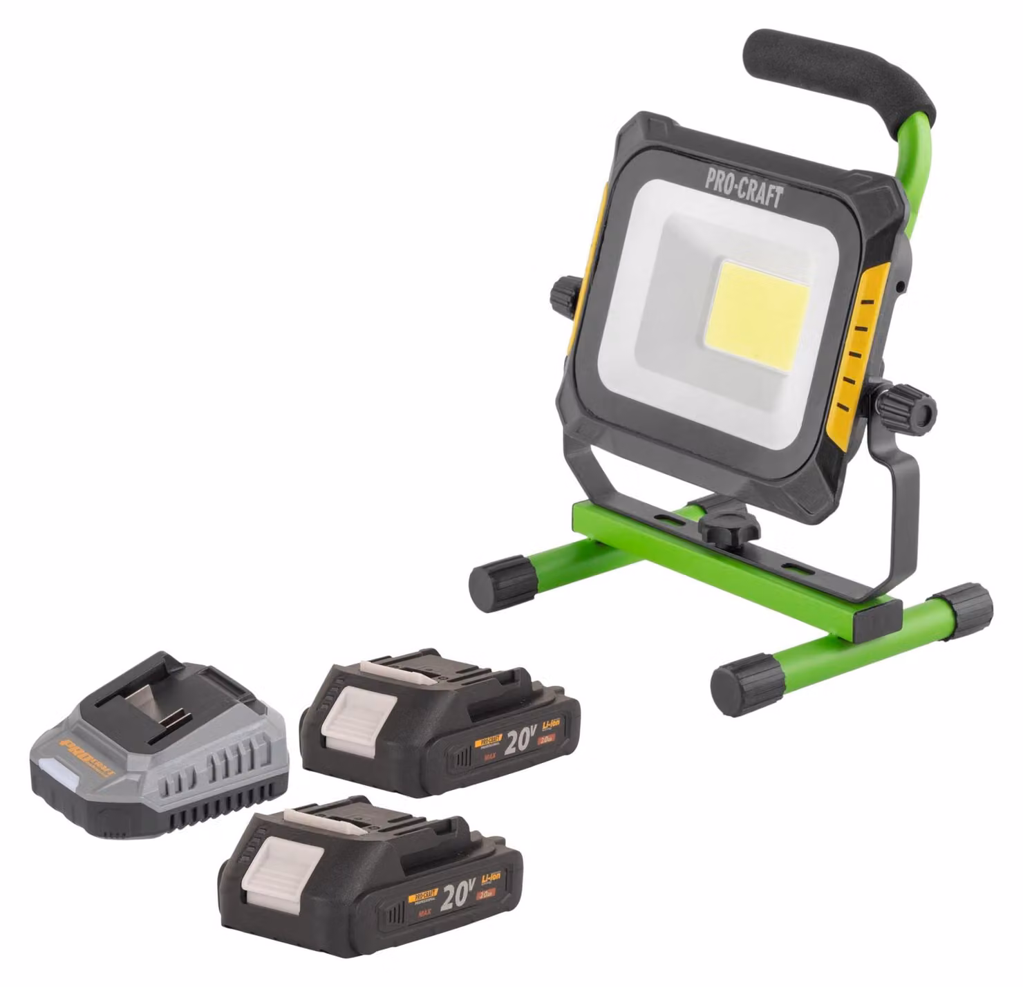 Procraft LP20 Faretto LED a batteria 20 V IP 20 + 2x batteria 2,0 Ah + caricabatteria