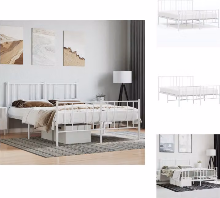 vidaXL Struttura letto con testiera e pediera in metallo bianco 160x200 cm - Letti e strutture letto
