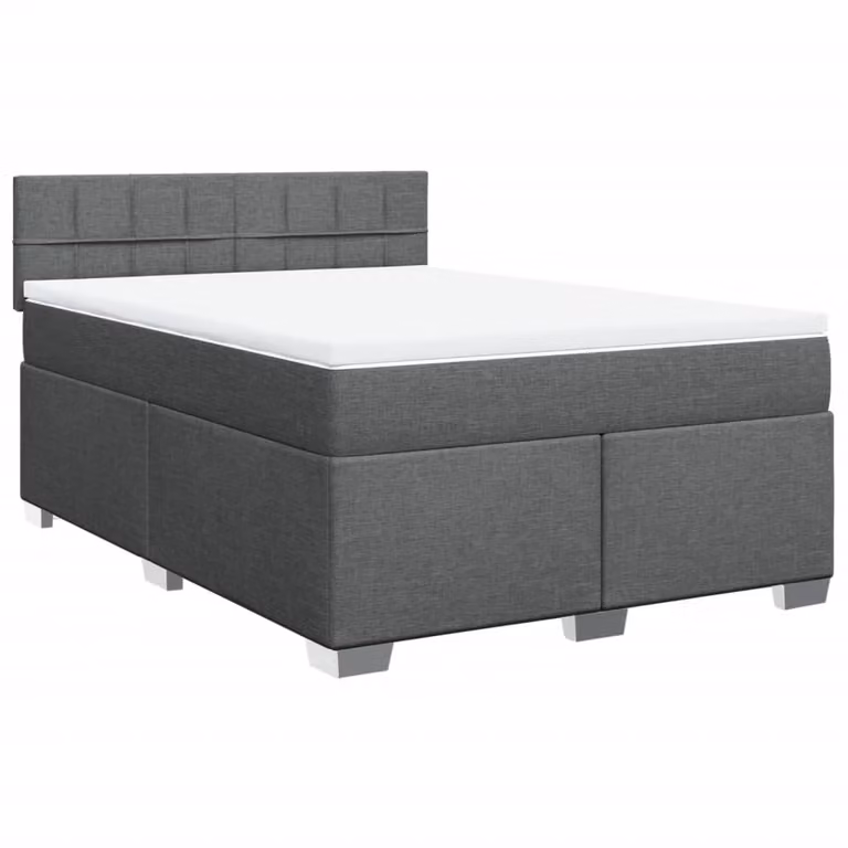 Giroletto a Molle con Materasso Grigio Scuro 140x200cm Tessuto