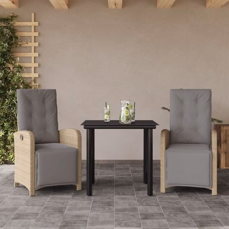 Maison Exclusive - Set da Bistrò 3 pz con Cuscini Beige in Polyrattan
