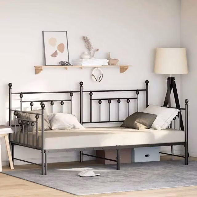 Struttura per letto di giorno-Giroletto Nero 90 x 200 cm Acciaio