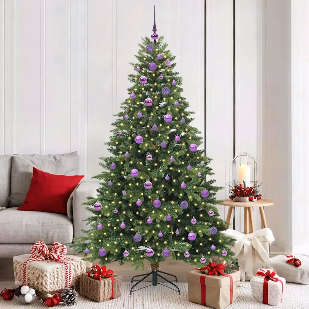 Albero di Natale artificiale vidaXL verde con 300 LED warm white in PE e PVC, Altezza: 180 cm – 1