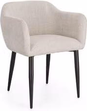 Sedia Bizzotto Kati color beige con braccioli e seduta imbottita in tessuto
