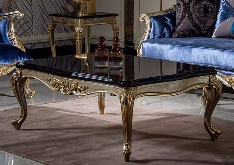Casa Padrino tavolino barocco nero / argento / oro - Tavolo da salotto in legno massiccio fatto a mano - Mobili da salotto in stile barocco