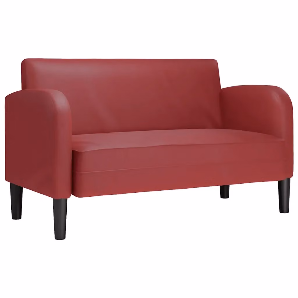 Divanetto vidaXL in similpelle rosso, moderno e imbottito con cuscini inclusi, L: 124 cm, P: 70 cm, H: 67 cm – 2