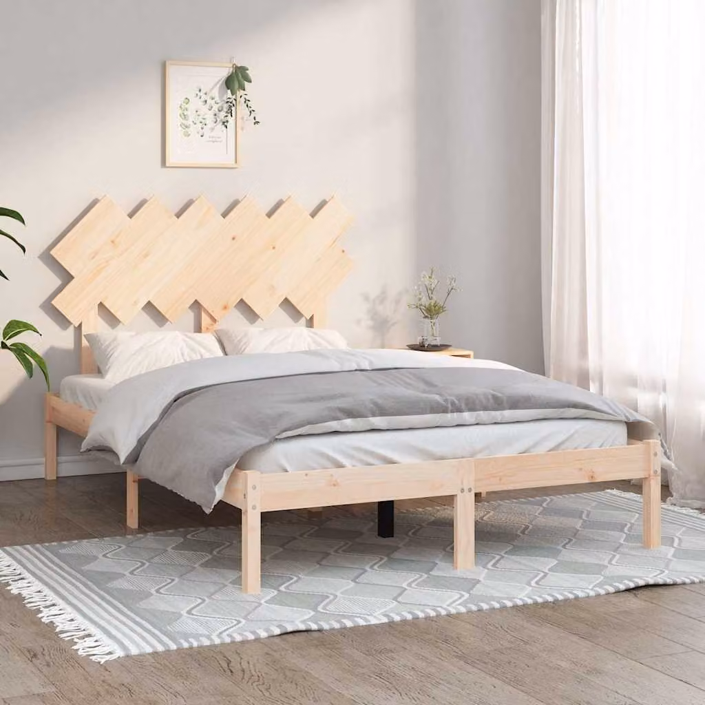 Giroletto matrimoniale vidaXL in legno massello di pino con doghe fisse, L/P/H: 135 x 190 x 31 cm