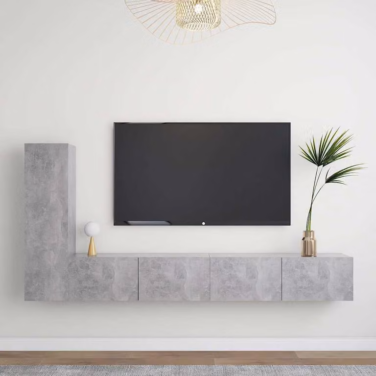 vidaXL Set di Mobili Porta TV 3 pezzi Grigio Cemento in Legno e MDF per Soggiorno
